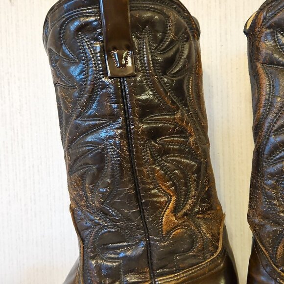 Hanover Western Boots Mens 9 D Brown Distressed Leather Cowboy 47667 Vintage main image 6
